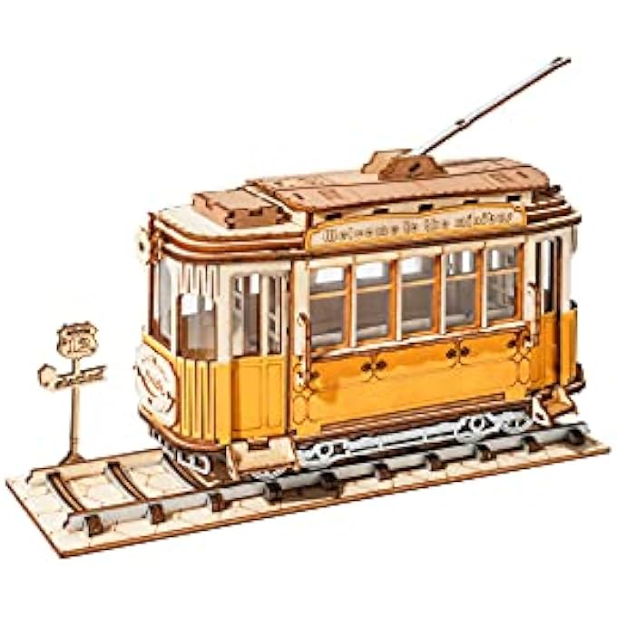 3D WOODEN PUZZLE | DIY MODEL KIT | CRAFT KIT BRAIN TEASER | CLASSIC, TRAMCAR (TG505) - Image 1